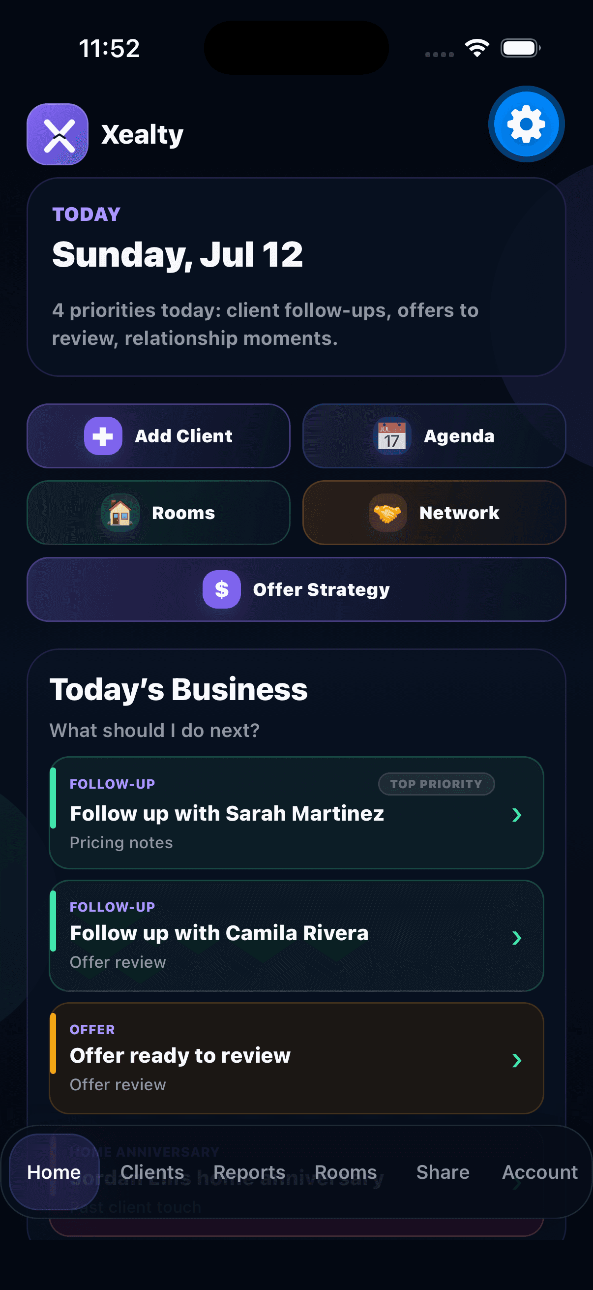 See today's agenda screenshot